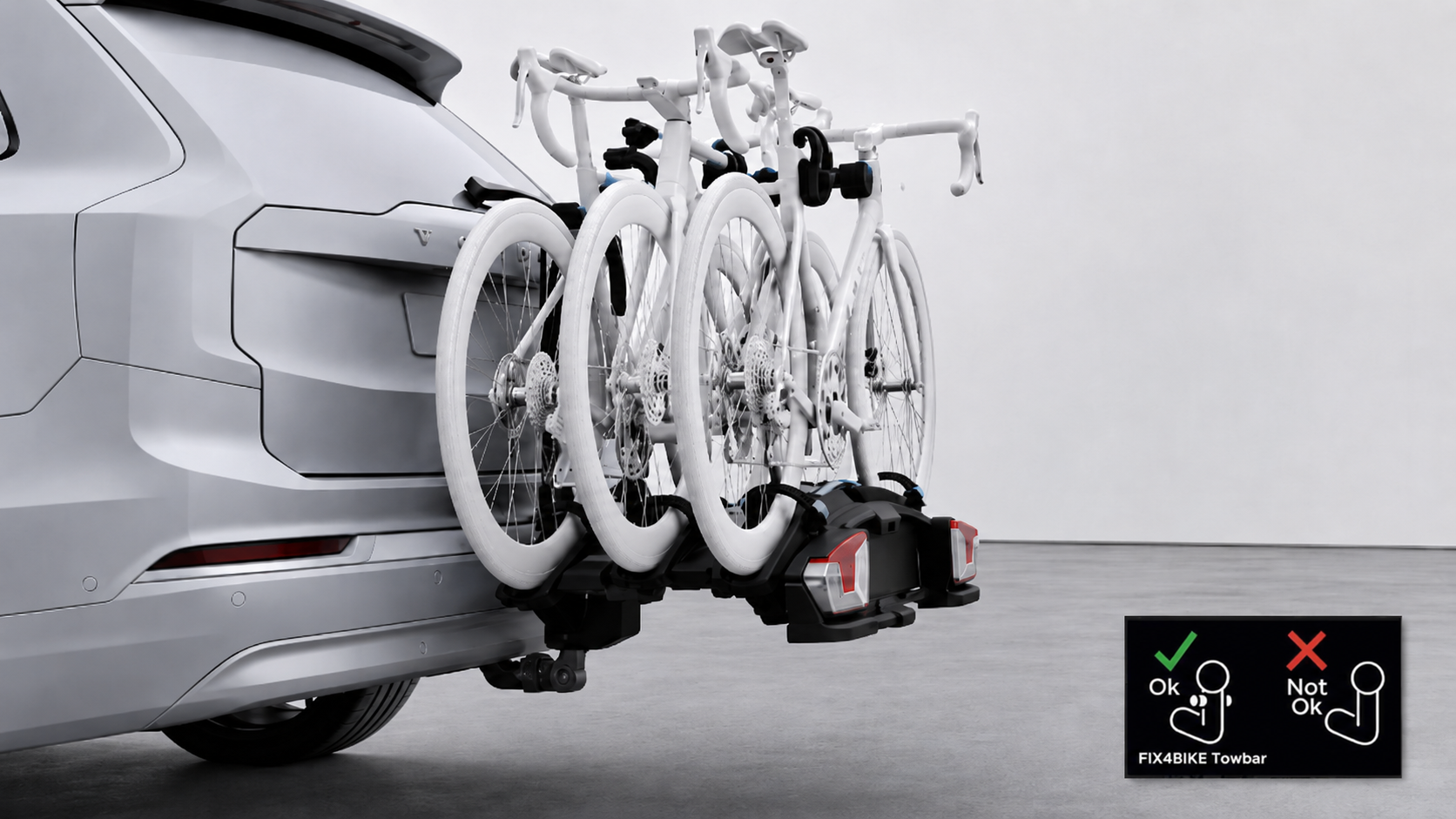 Volvo Fietsdrager voor Trekhaak met FIX4BIKE® | 3 Fietsen uitbreidbaar naar 4 Fietsen